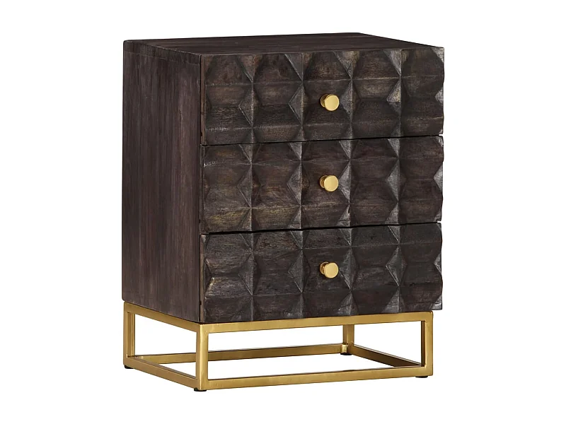 Nachttisch Schwarz 40x30x50 cm Massivholz Mango