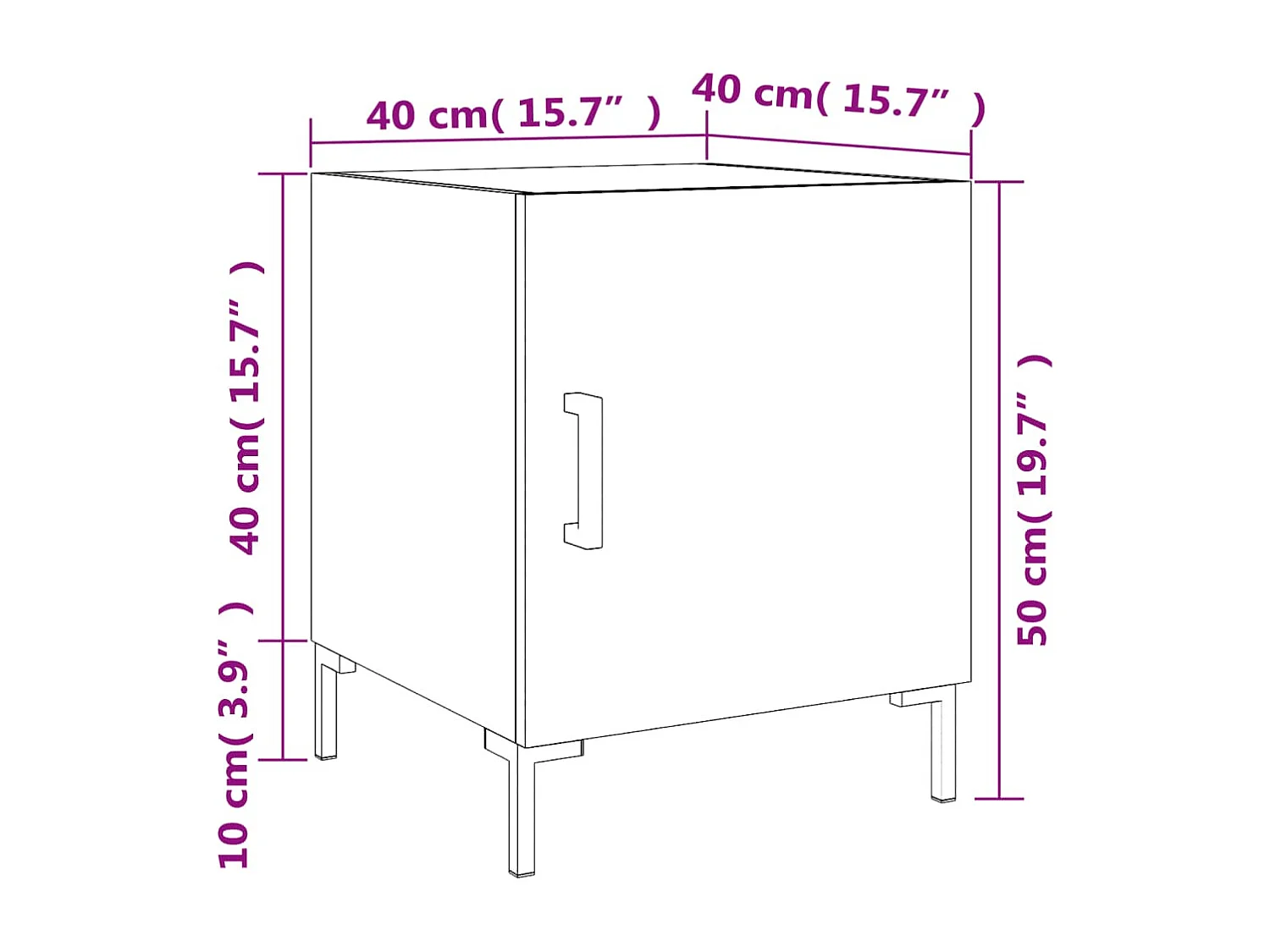 Tables de chevet 2 pcs noir 40x40x50 cm bois d’ingénierie