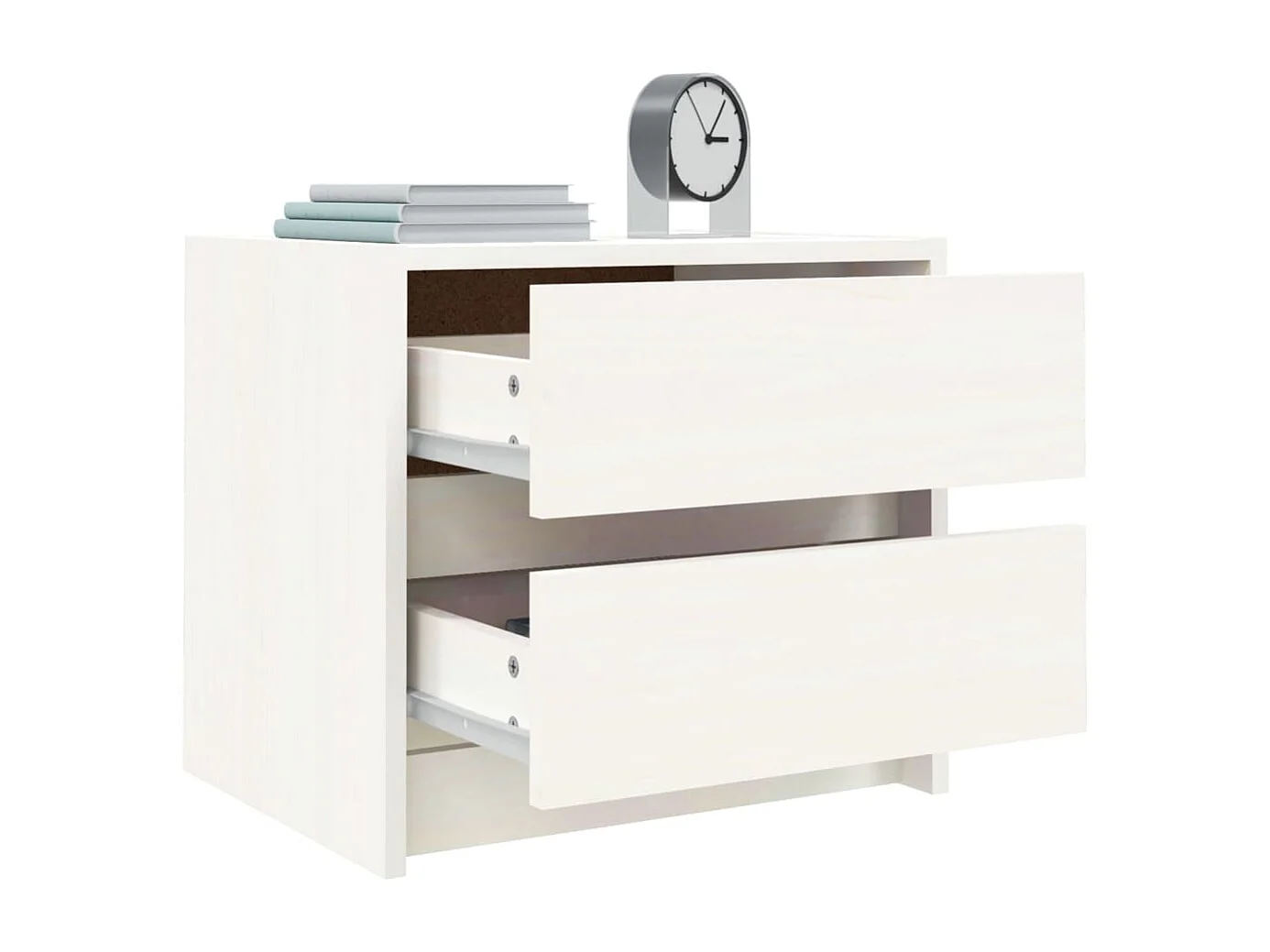 Table de chevet blanc 40x31x35,5 cm bois de pin massif