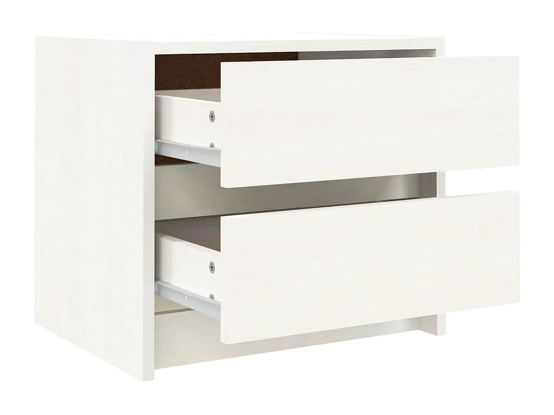 Table de chevet blanc 40x31x35,5 cm bois de pin massif