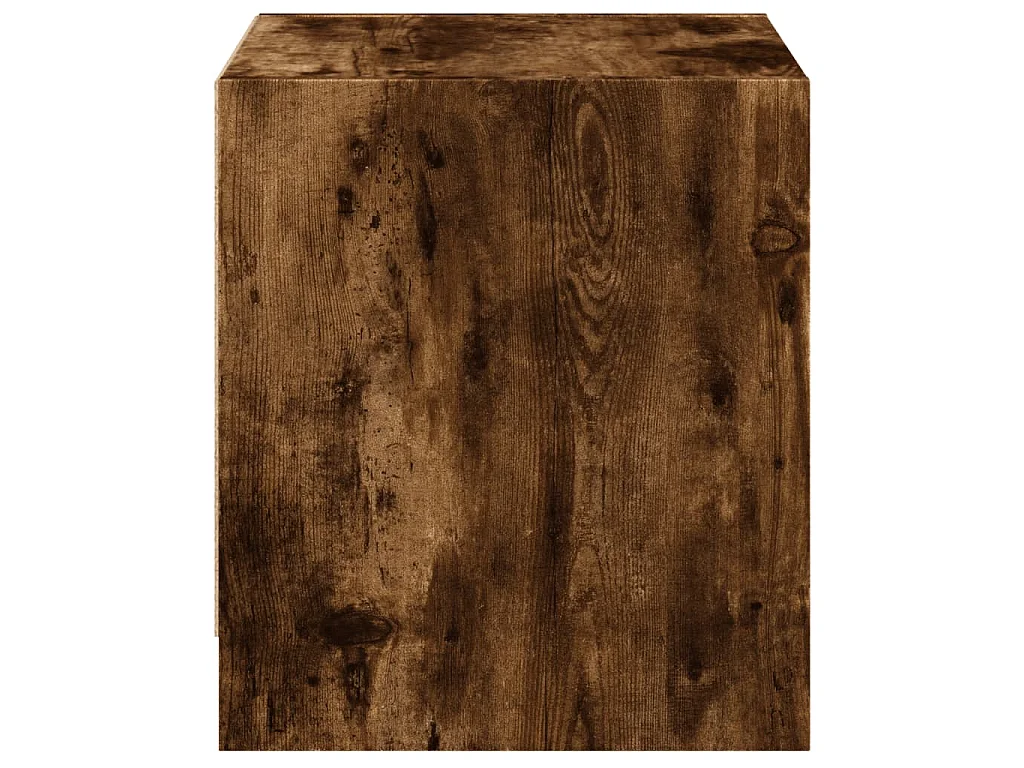 Table de chevet avec porte en verre chêne fumé 35x37x42 cm