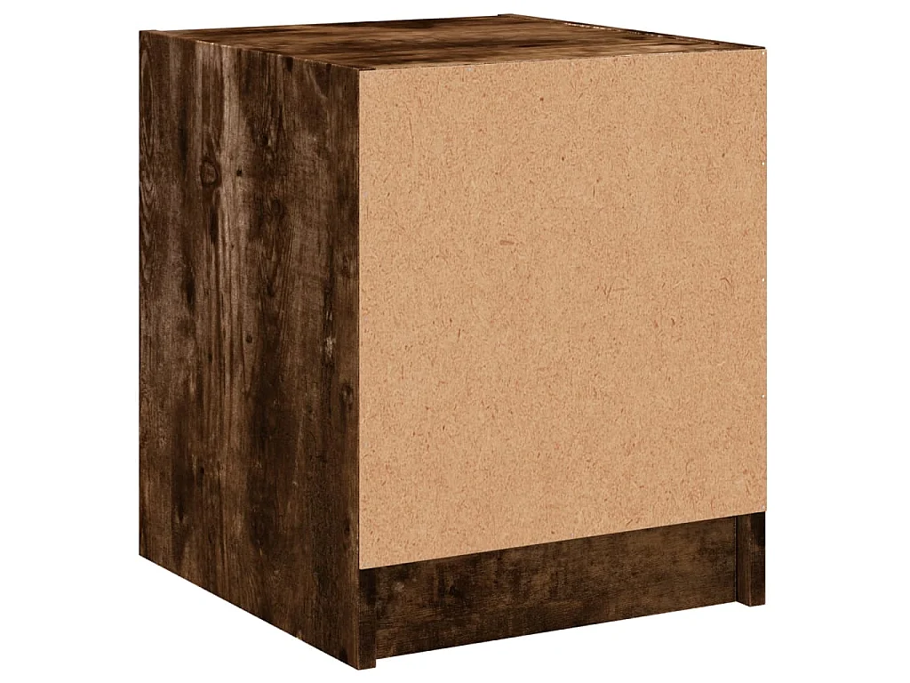 Table de chevet avec porte en verre chêne fumé 35x37x42 cm