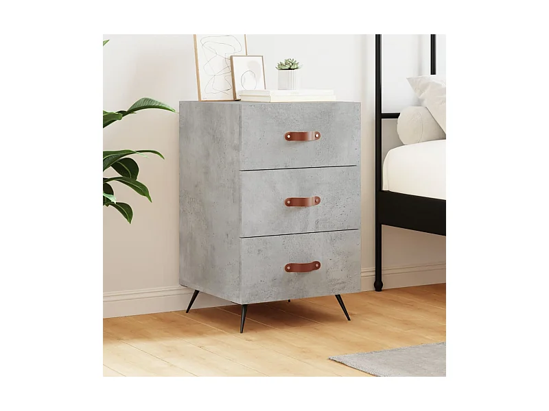 Table de chevet gris béton 40x40x66 cm bois d'ingénierie