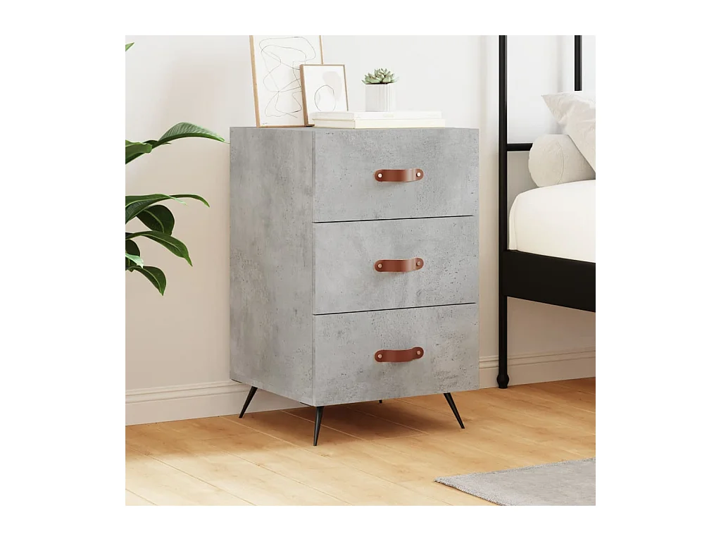 Comodino Grigio Cemento 40x40x66 cm in Legno Multistrato