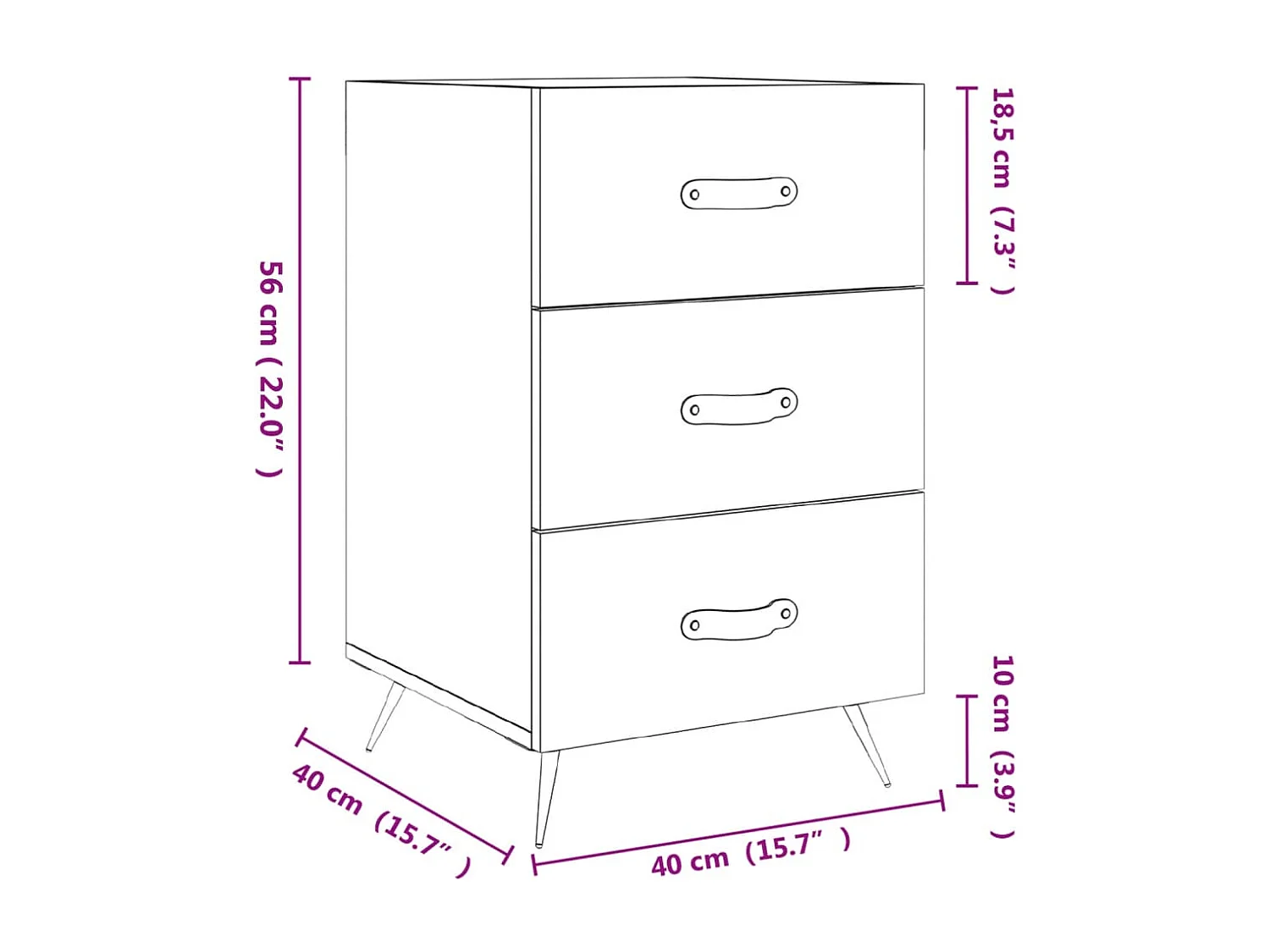 Table de chevet gris béton 40x40x66 cm bois d'ingénierie