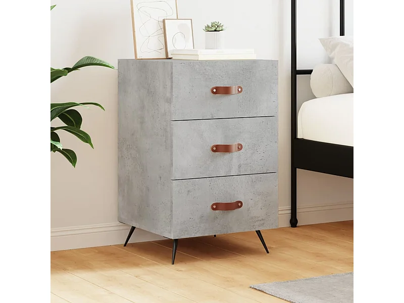 Table de chevet gris béton 40x40x66 cm bois d'ingénierie