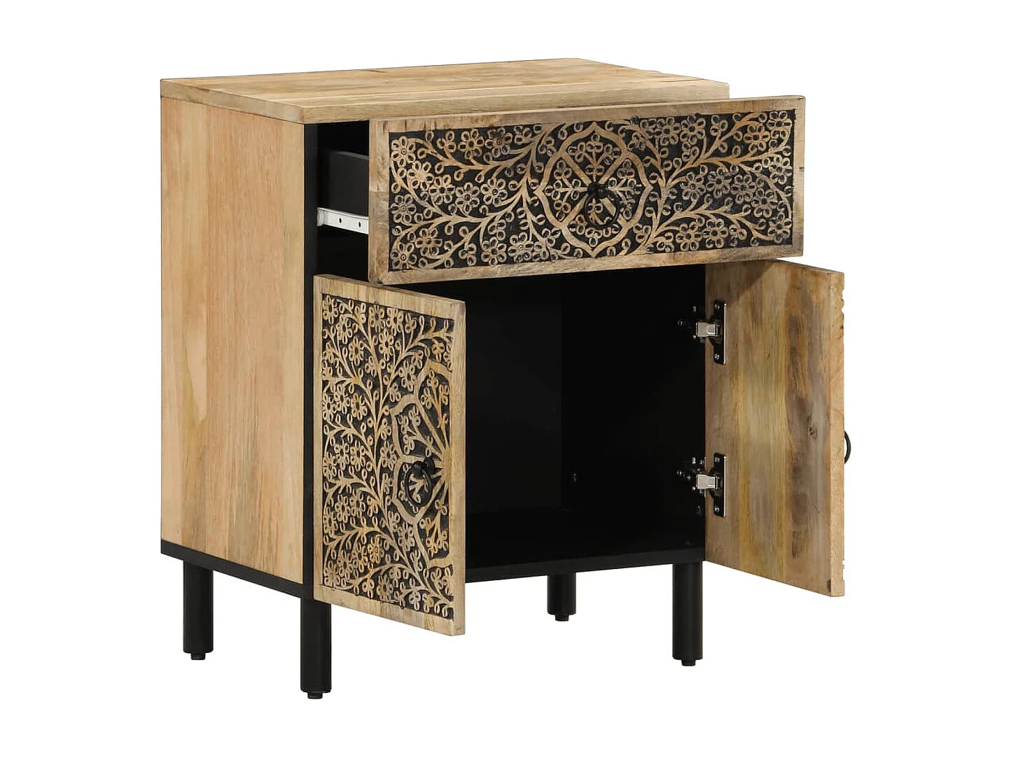 Table de chevet 50x33x60 cm bois de manguier massif