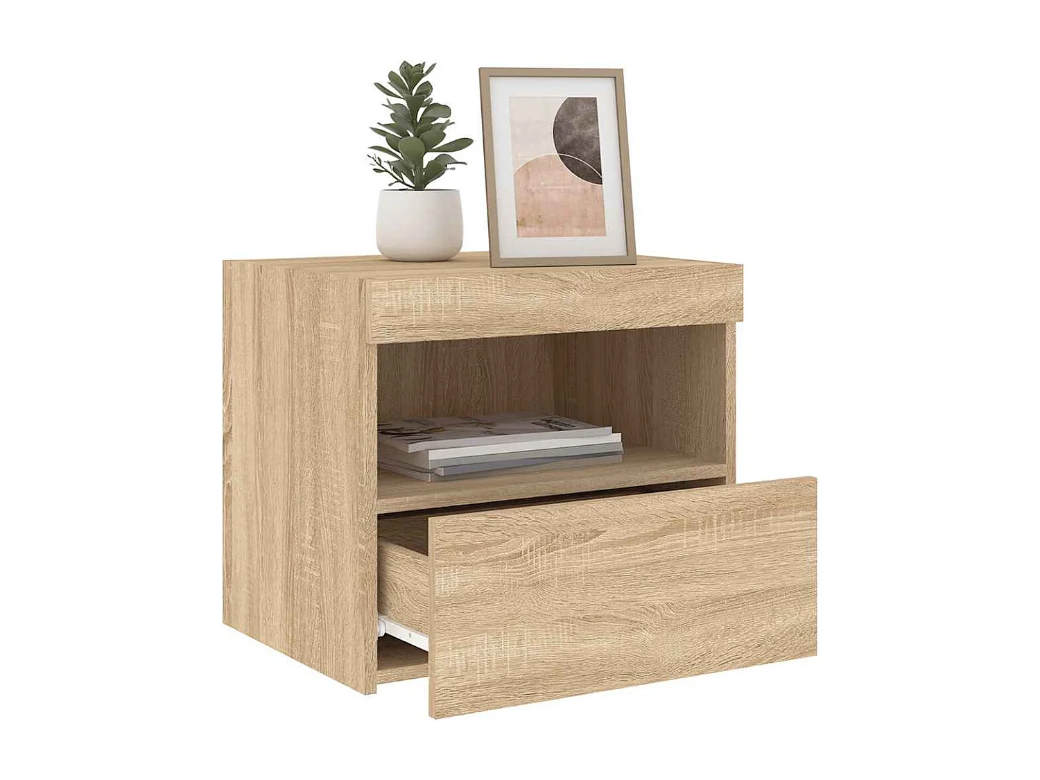 Tables de chevet et lumières LED 2 pcs chêne sonoma 50x40x45 cm