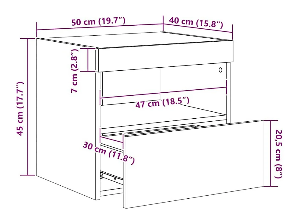 Nachttische mit LED-Leuchten 2 Stk. Sonoma Eiche 50x40x45 cm