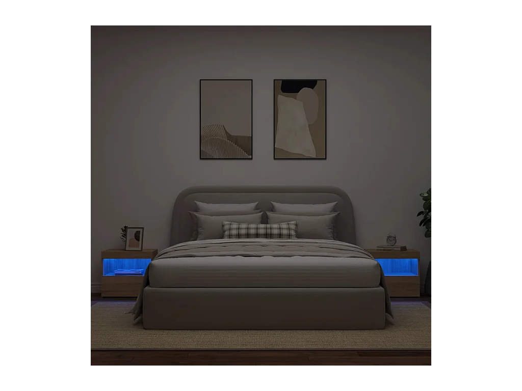 Nachttische mit LED-Leuchten 2 Stk. Sonoma Eiche 50x40x45 cm
