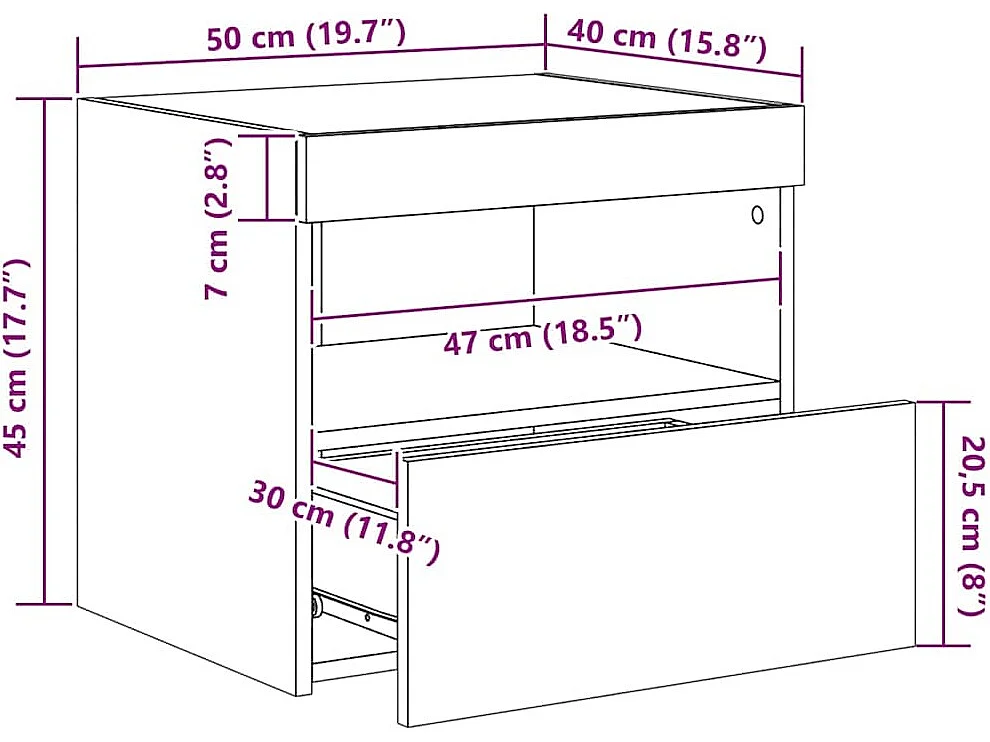 Nachttische mit LED-Leuchten 2 Stk. Sonoma Eiche 50x40x45 cm