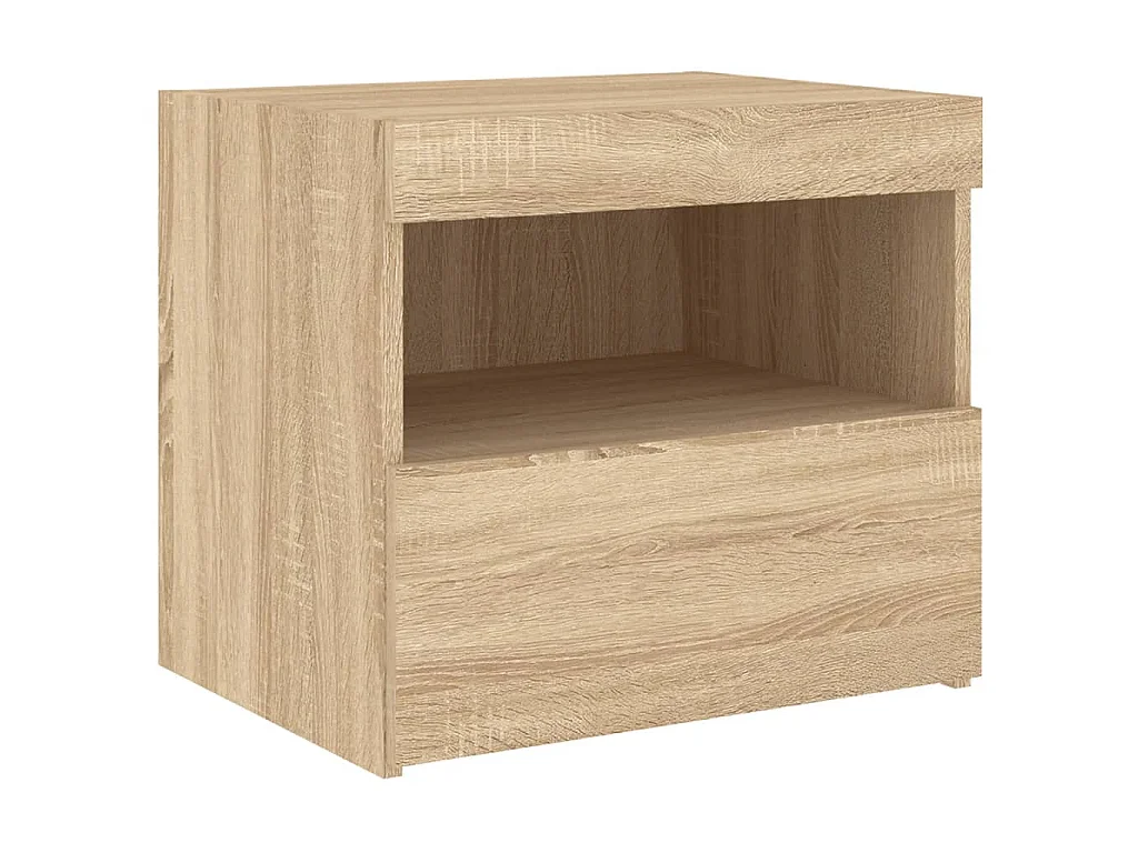 Nachtkastjes met LED 2 st 50x40x45 cm sonoma eikenkleurig