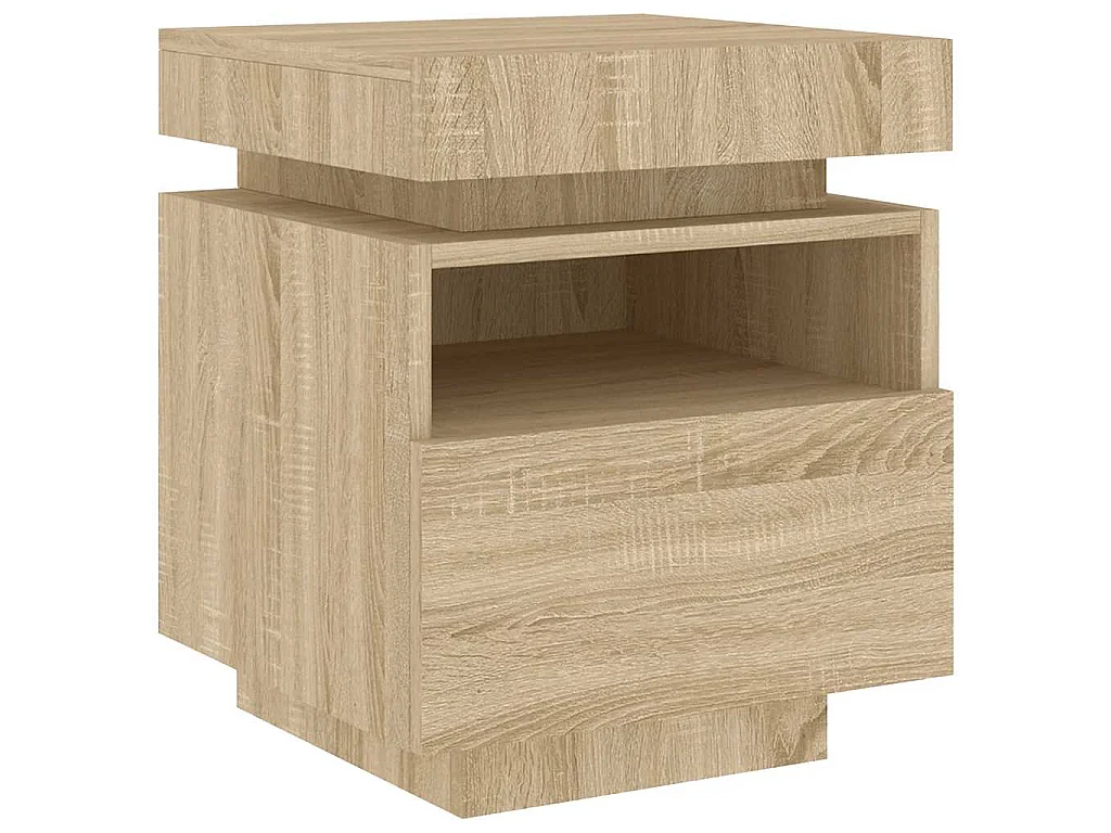 Armoires de chevet avec lumières LED 2 pcs chêne sonoma