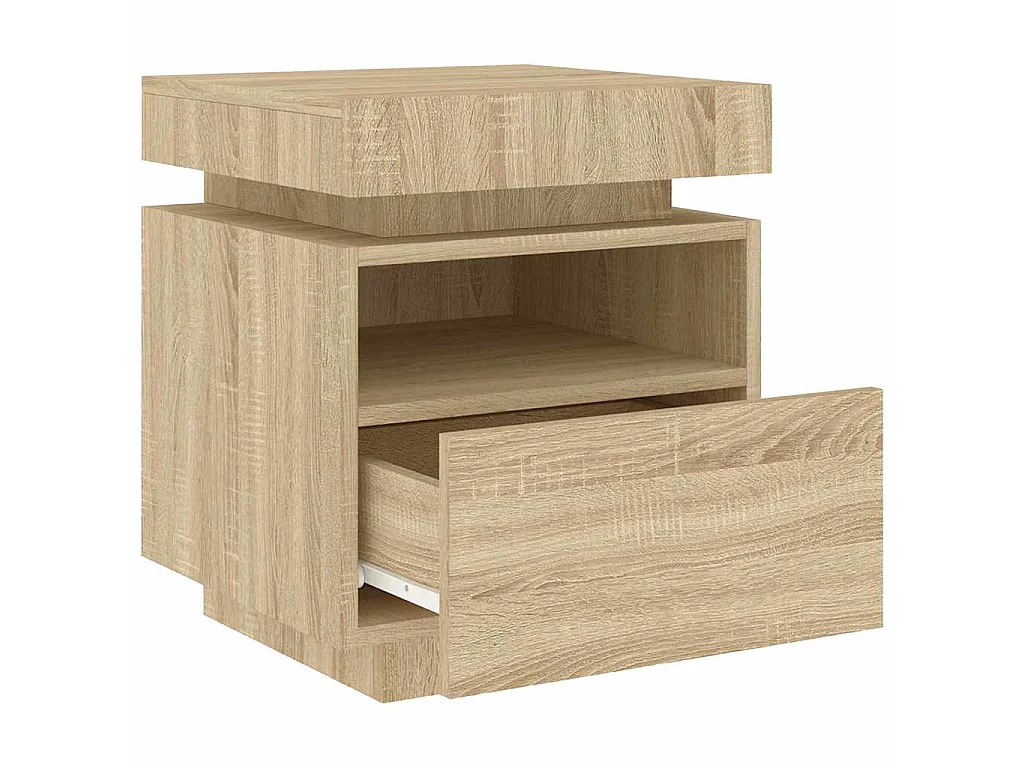 Armoires de chevet avec lumières LED 2 pcs chêne sonoma