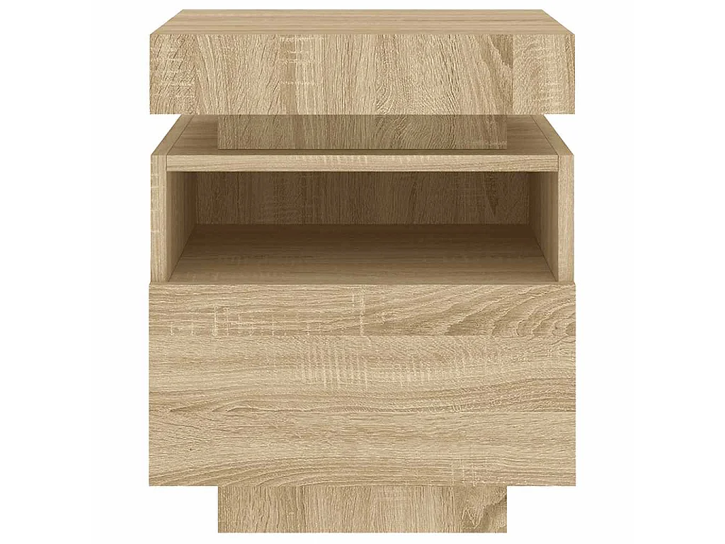 Armoires de chevet avec lumières LED 2 pcs chêne sonoma