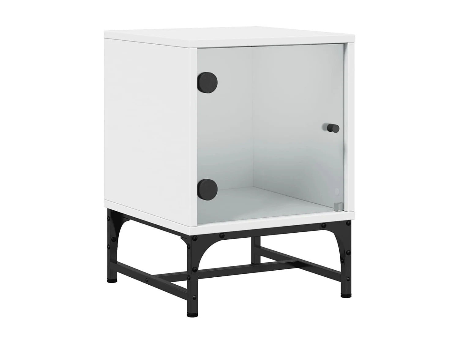 Table de chevet avec porte en verre blanc 35x37x50 cm