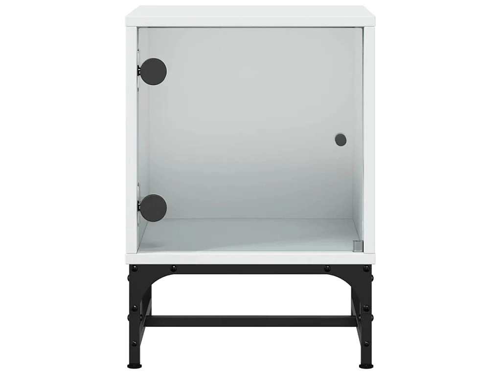 Table de chevet avec porte en verre blanc 35x37x50 cm