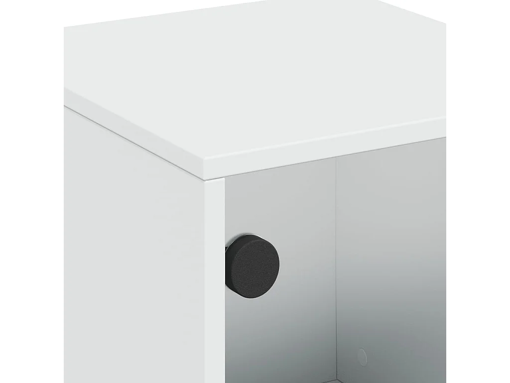Table de chevet avec porte en verre blanc 35x37x50 cm