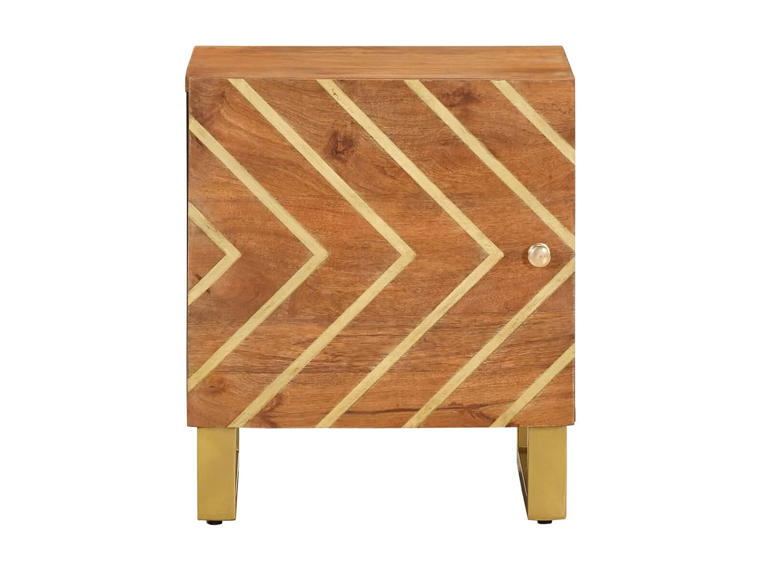 Mesita de noche de madera maciza de mango marrón y negro