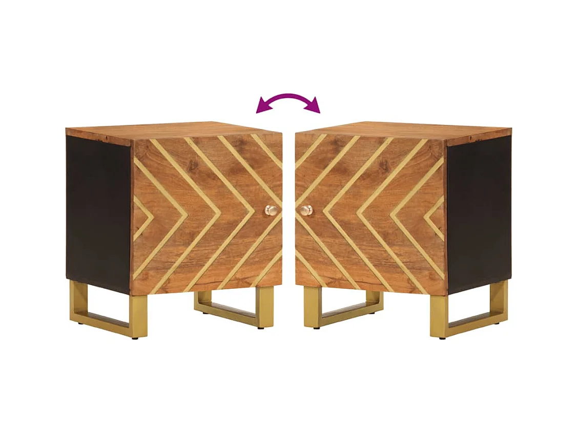 Nachttisch Braun und Schwarz Massivholz Mango