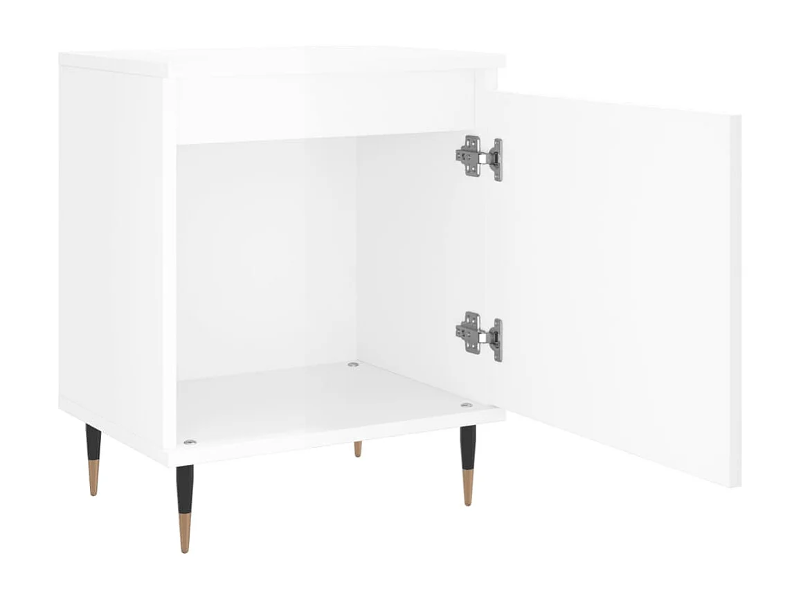 Table de chevet blanc brillant 40x30x50 cm bois d’ingénierie