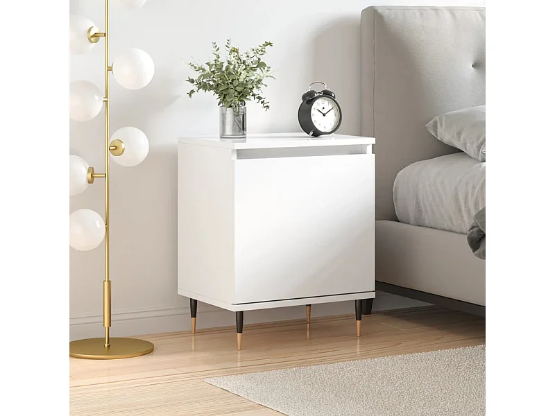 Mesa de cabeceira derivados de madeira branco brilhante