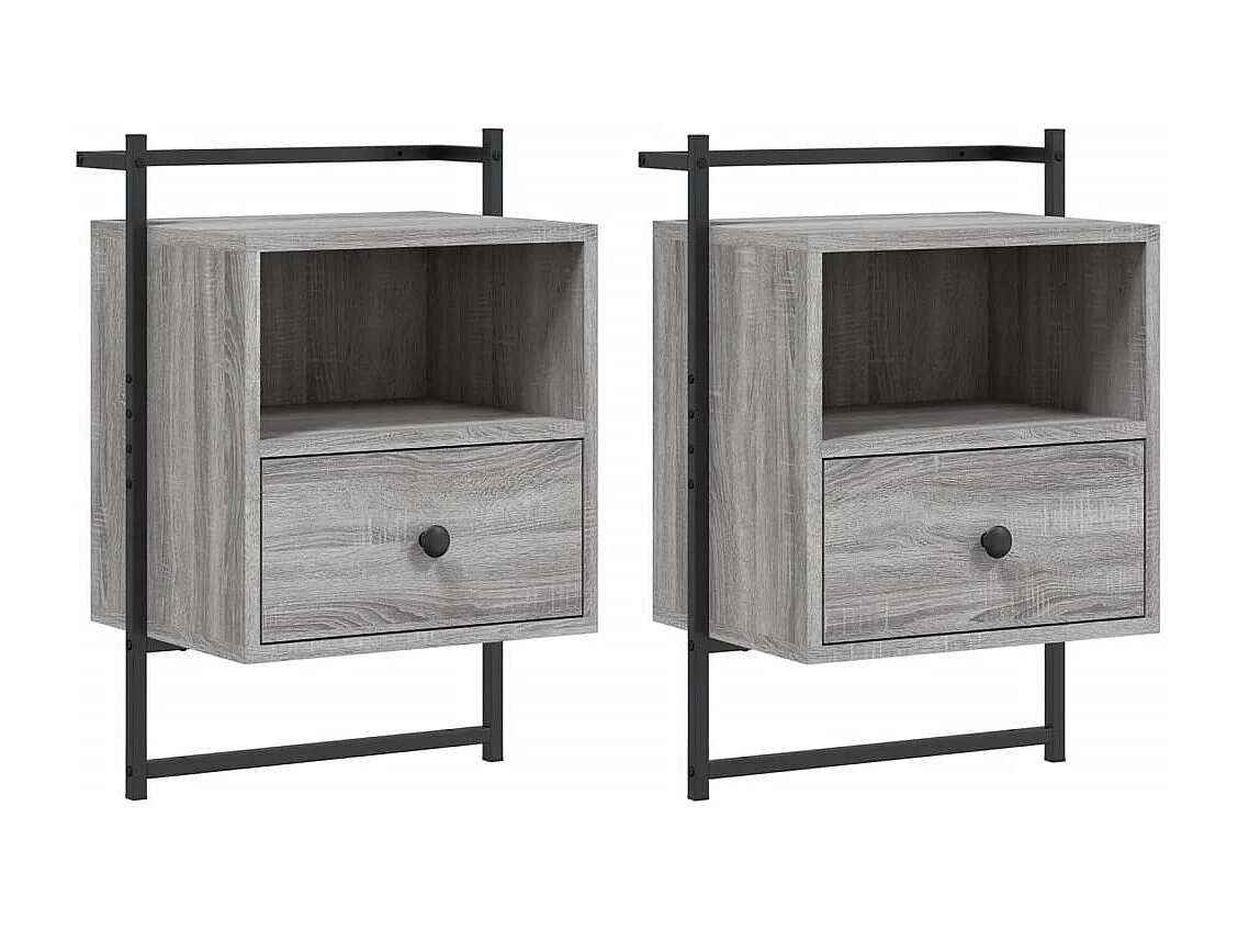 Table de chevet murale 2 pcs sonoma gris 40x30x61 cm