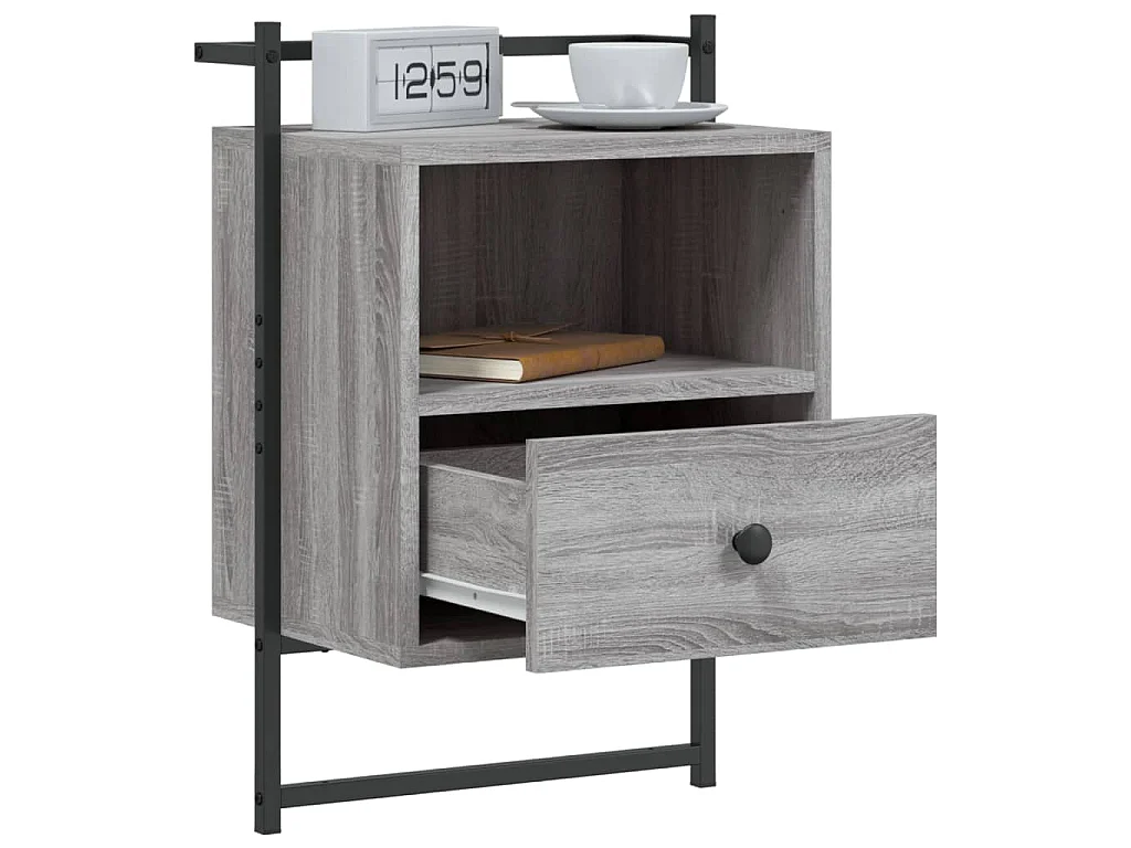 Nachtkastjes 2 st wandgemonteerd 40x30x61 cm hout grijs sonoma
