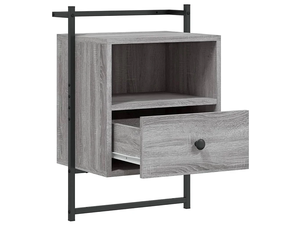Nachtkastjes 2 st wandgemonteerd 40x30x61 cm hout grijs sonoma