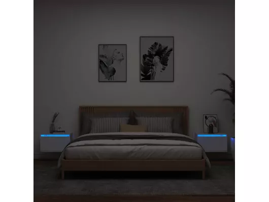 Kauf Unique Wand-Nachttische mit LED-Leuchten 2 Stk. Weiß