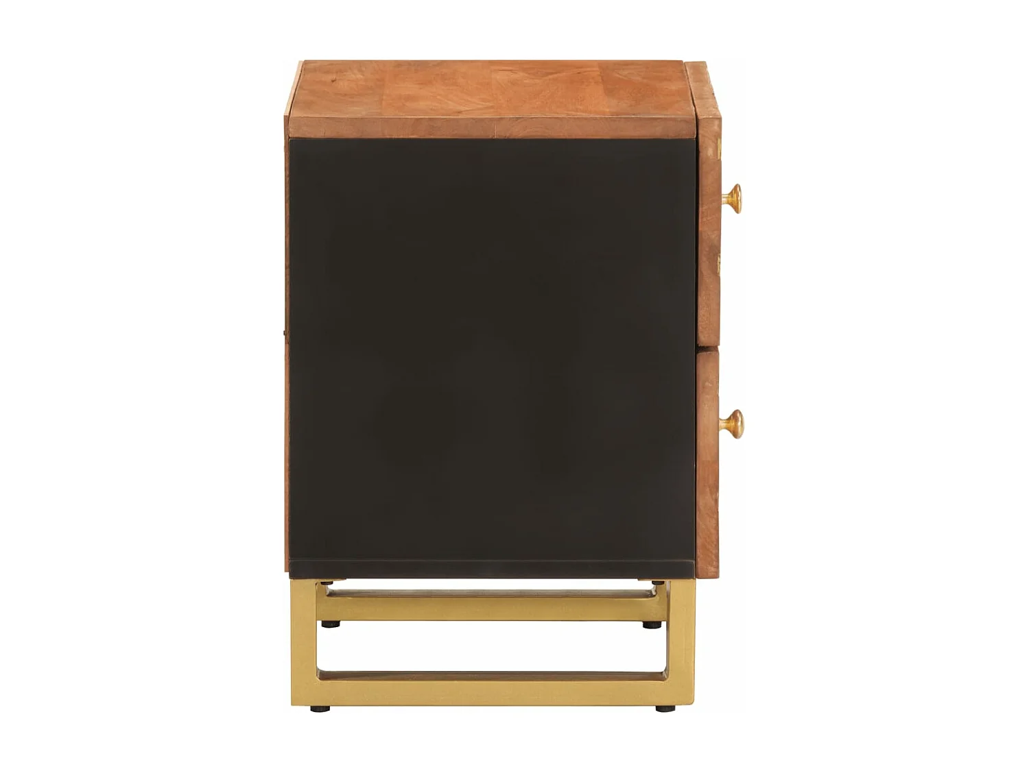 Table de chevet marron et noir bois de manguier solide