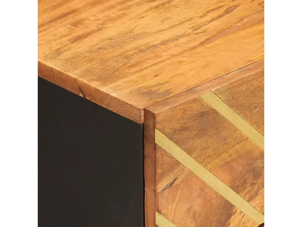 Nachttisch Braun und Schwarz Massivholz Mango