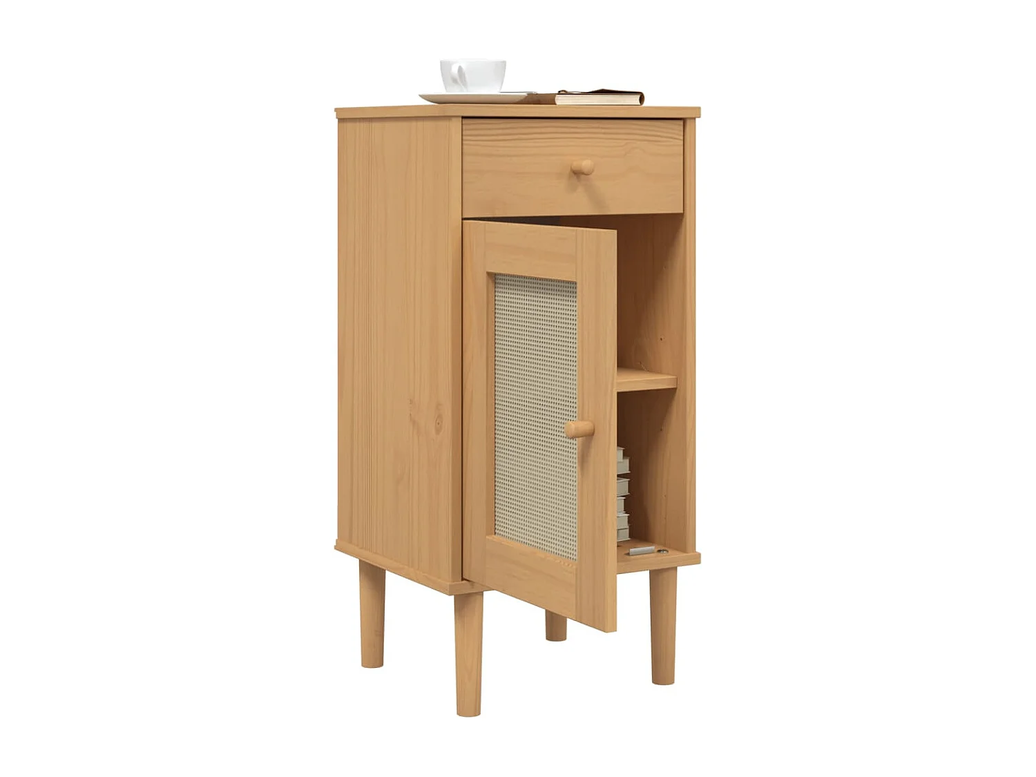 Mesa de cabeceira SENJA 40x35x80 cm pinho maciço castanho