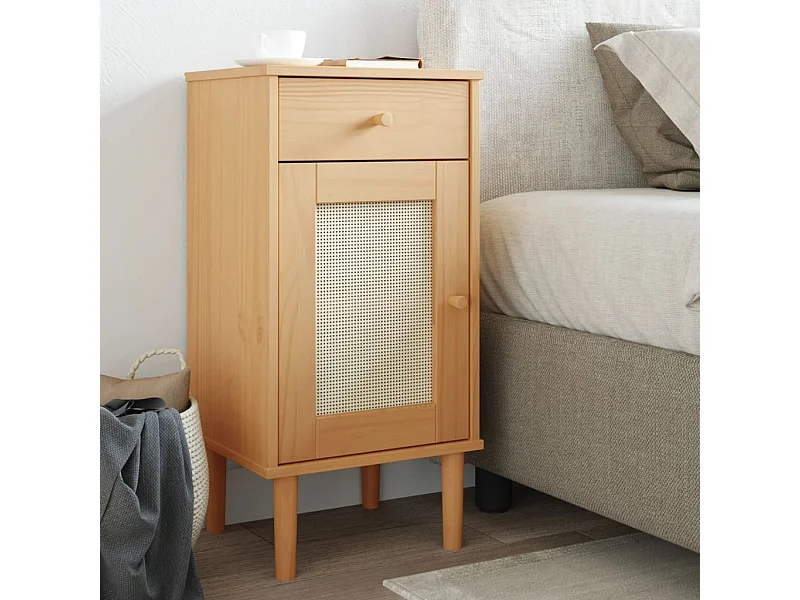 Mesa de cabeceira SENJA 40x35x80 cm pinho maciço castanho