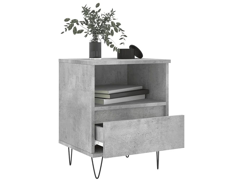 Table de chevet gris béton 40x35x50 cm bois d’ingénierie