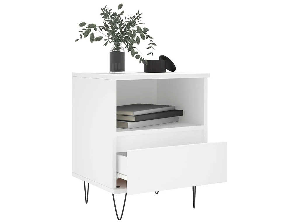 Table de chevet Blanc 40x35x50 cm Bois d’ingénierie