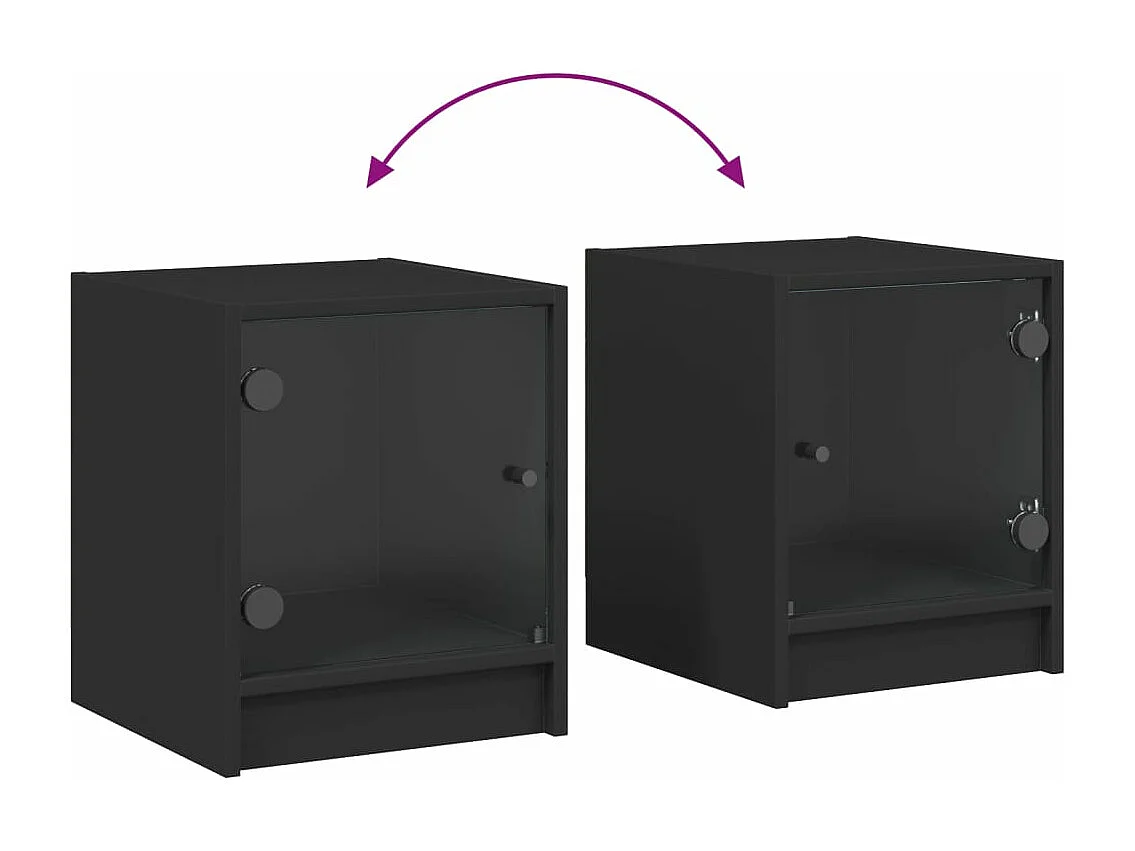 Mesa de cabeceira c/ porta de vidro 35x37x42 cm preto