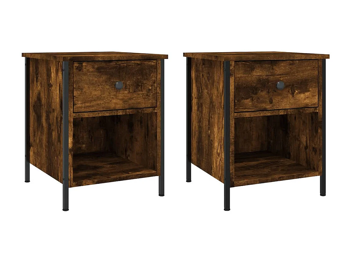 Tables de chevet 2 pcs chêne fumé 40x42x50 cm bois ingénierie