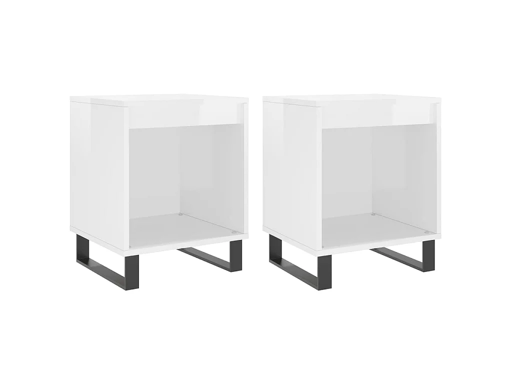 Tables de chevet 2 pcs blanc brillant 40x35x50 cm