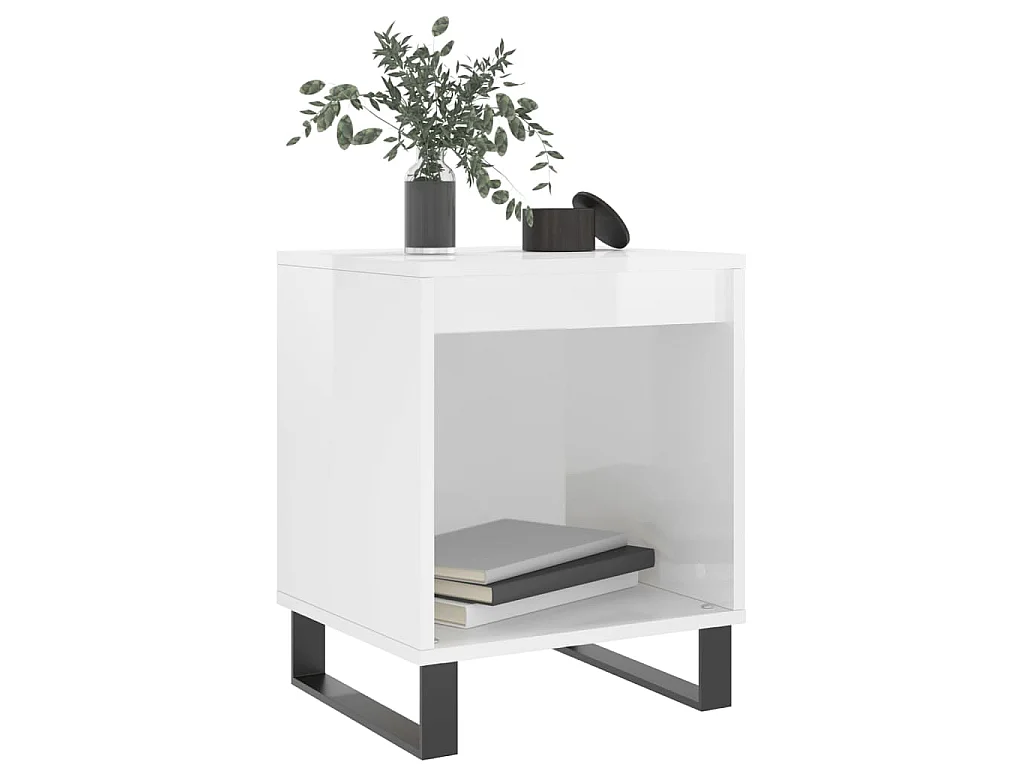 Tables de chevet 2 pcs blanc brillant 40x35x50 cm