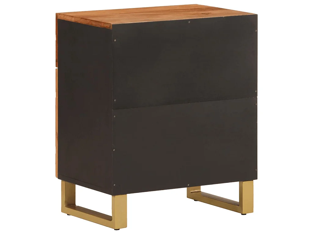 Comodino Marrone Nero 50x33x60 cm in Legno Massello di Mango