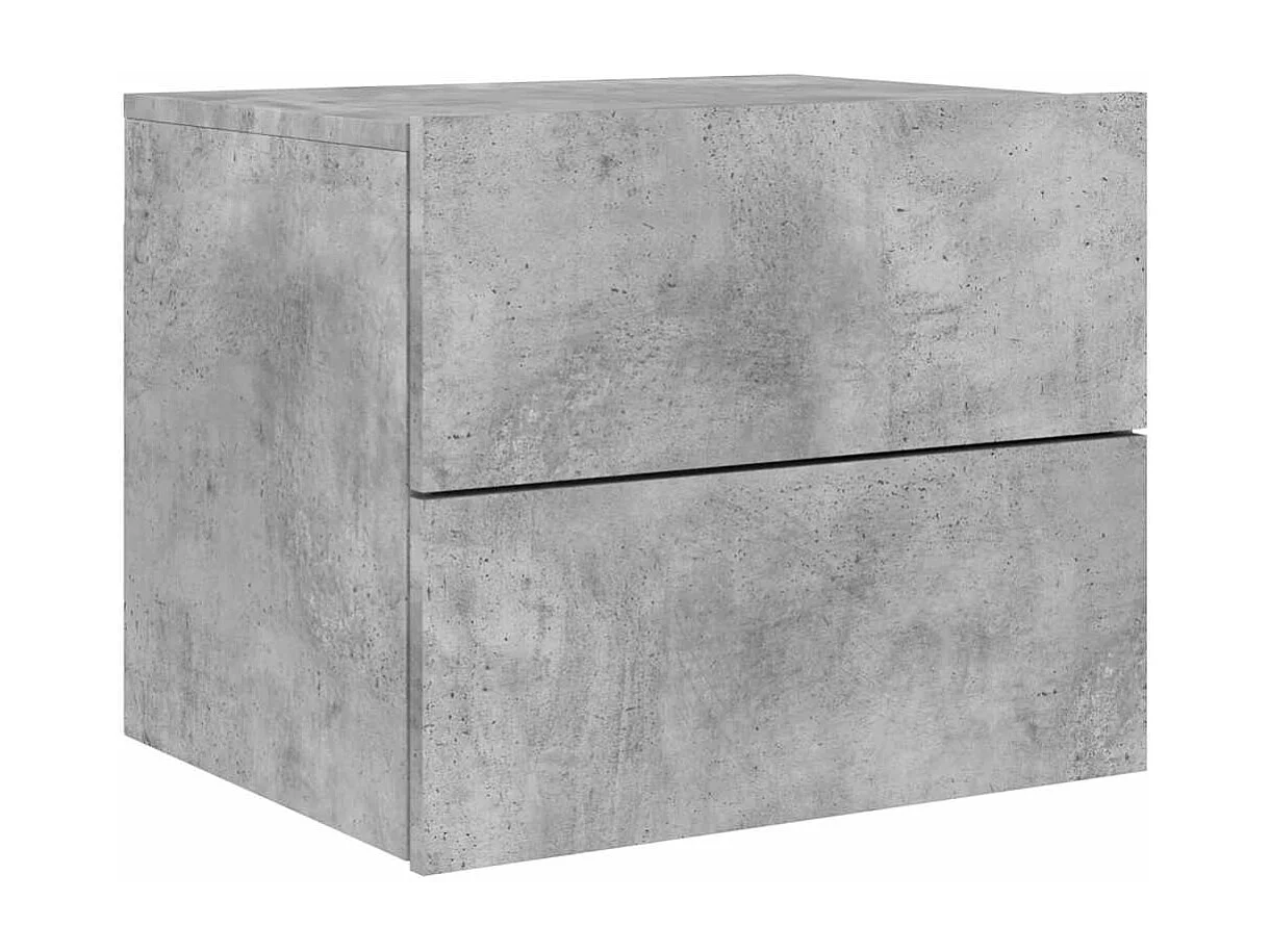 Tables de chevet murales avec lumières LED 2 pcs gris béton