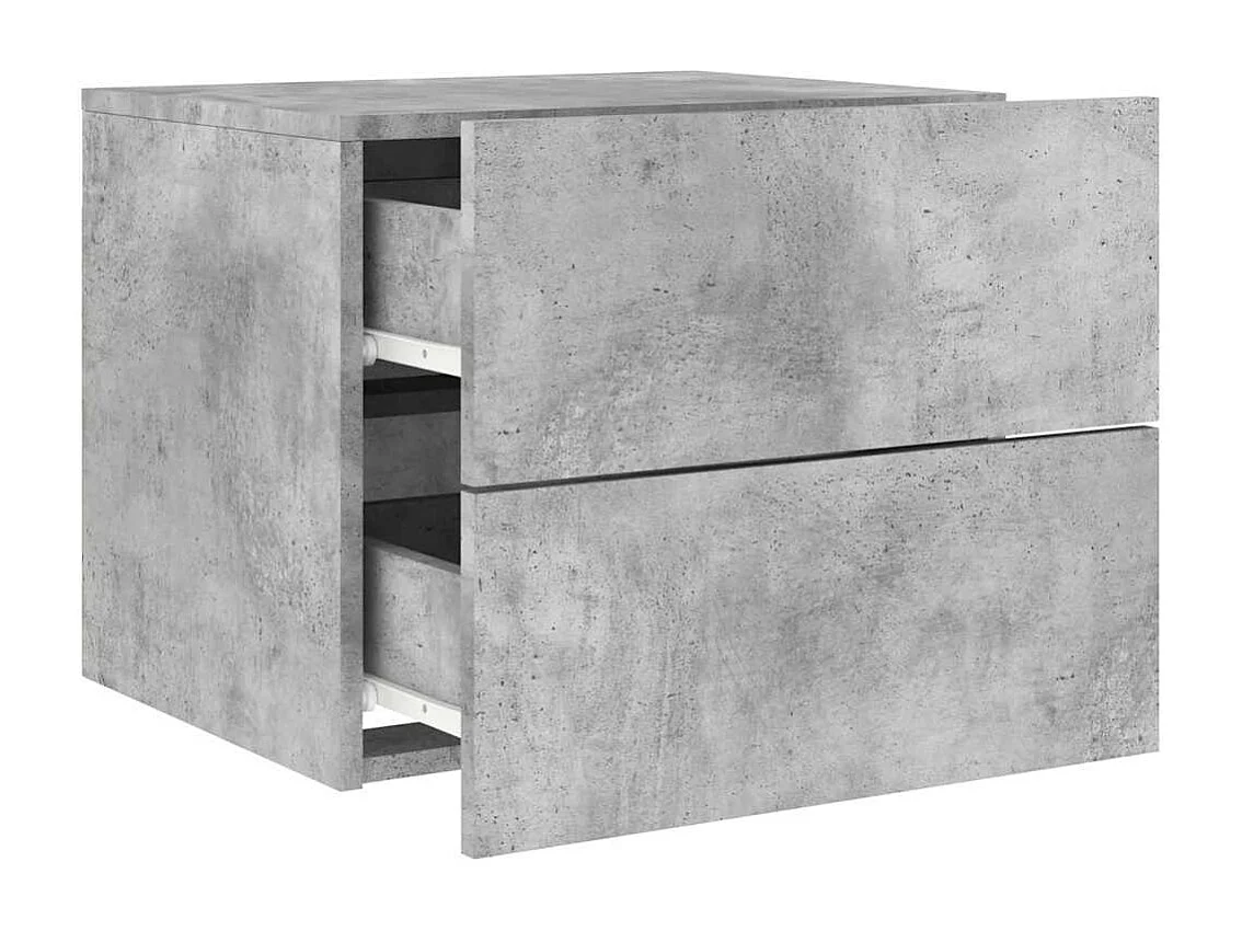Tables de chevet murales avec lumières LED 2 pcs gris béton