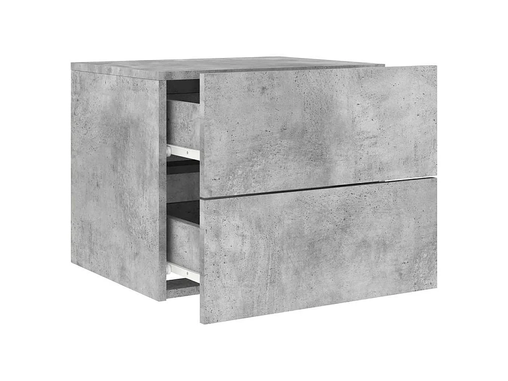 Tables de chevet murales avec lumières LED 2 pcs gris béton