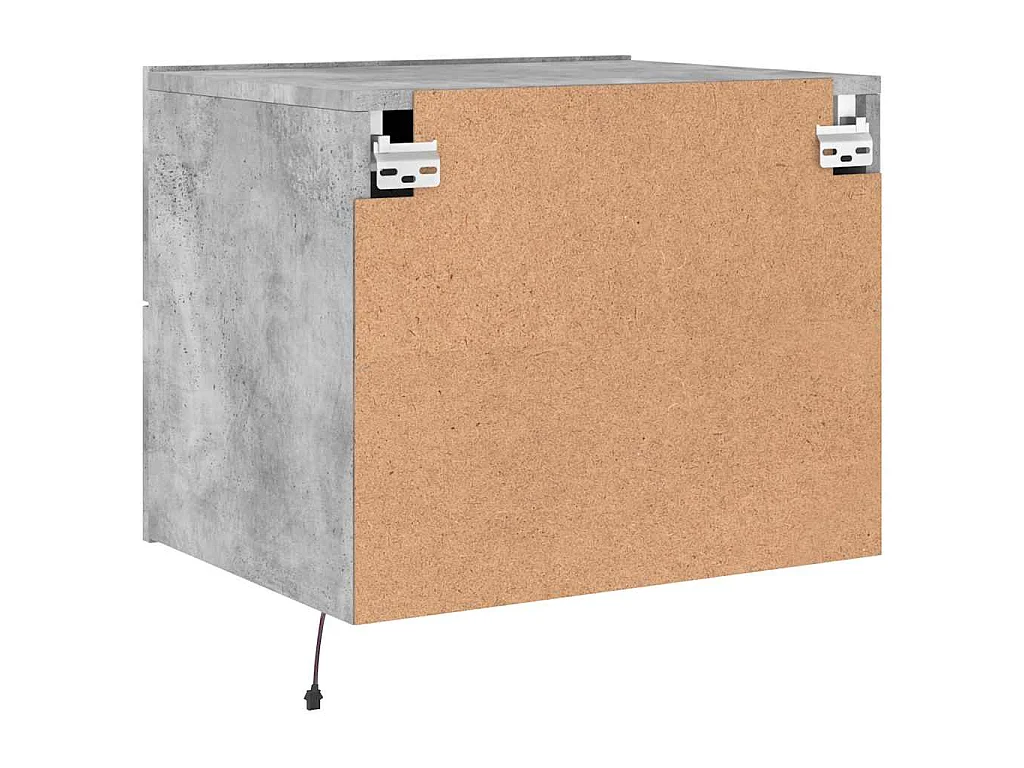 Tables de chevet murales avec lumières LED 2 pcs gris béton