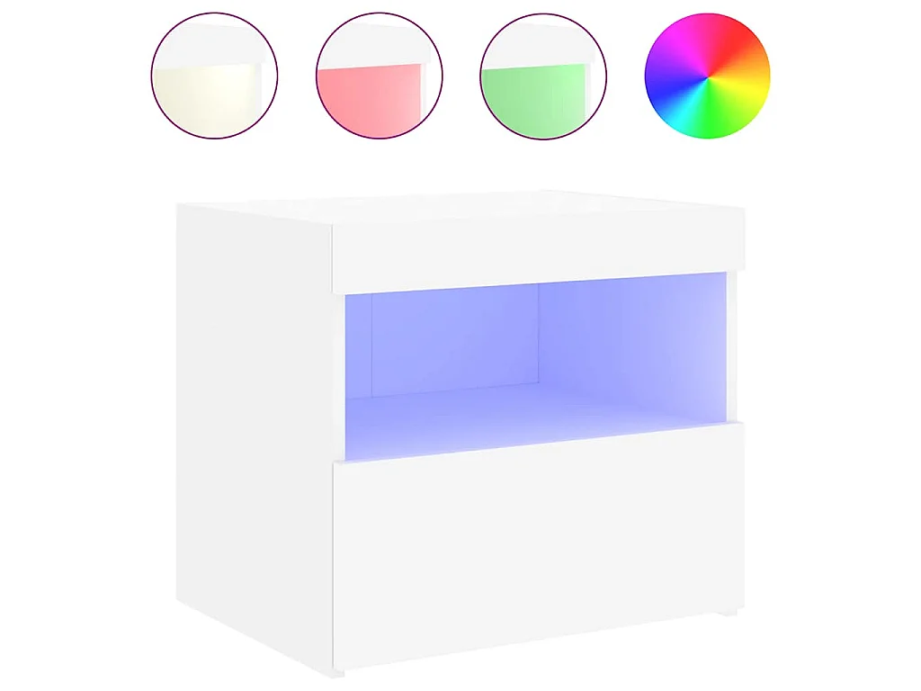 Tables de chevet avec lumières LED 2 pcs blanc 50x40x45 cm