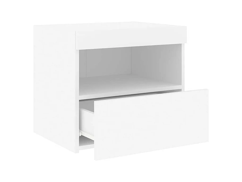 Tables de chevet avec lumières LED 2 pcs blanc 50x40x45 cm