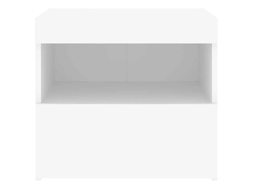 Tables de chevet avec lumières LED 2 pcs blanc 50x40x45 cm
