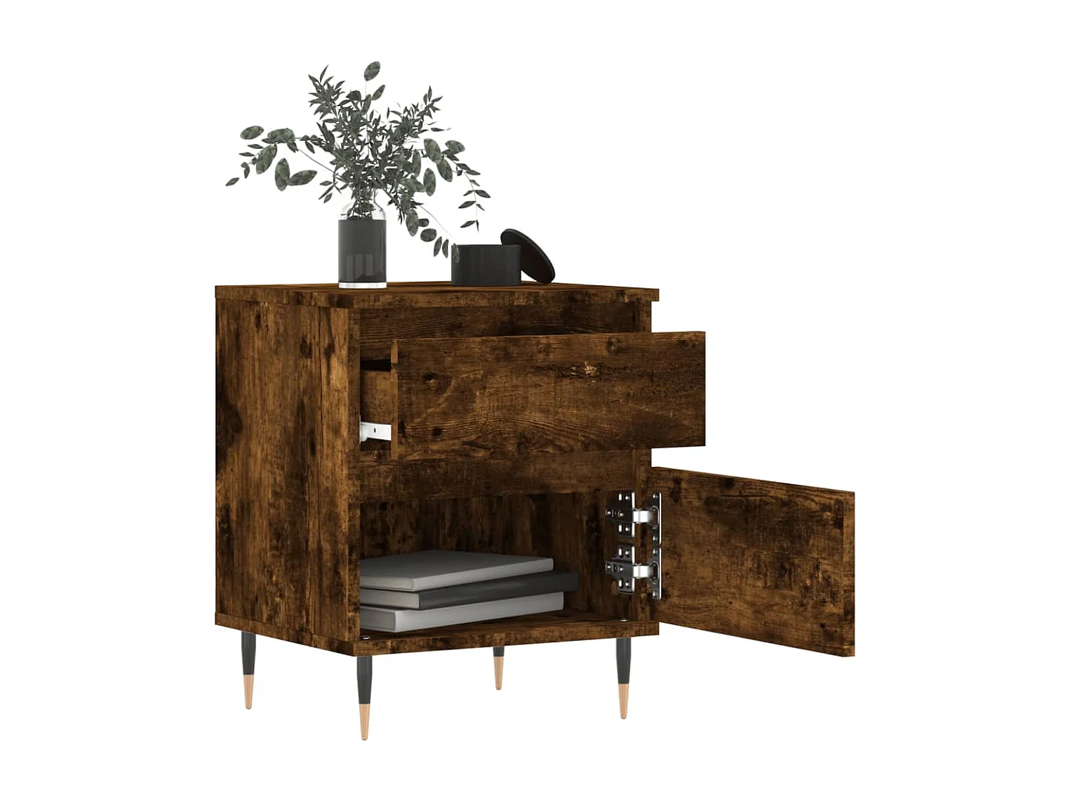 Nachtkastjes 2 st 40x35x50 cm bewerkt hout gerookt eikenkleurig