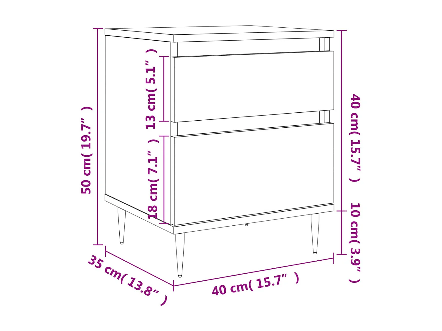 Tables de chevet 2 pcs chêne fumé 40x35x50 cm bois ingénierie